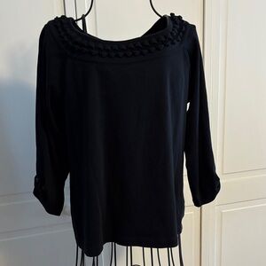 Rafaella Black Top with Braided Neckline